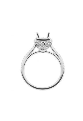 Square Halo Thin Shank Diamond Semi Mount Engagement Ring Setting