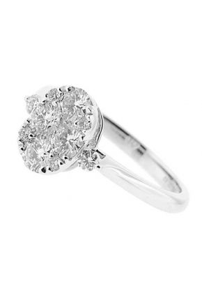 Oval Shaped Cluster Style Right Hand Fashion Ring with Diamonds in 18K White Gold