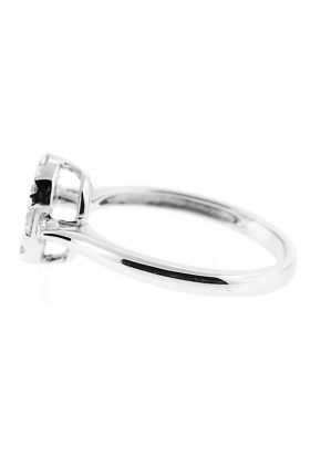 Oval Shaped Cluster Style Right Hand Fashion Ring with Diamonds in 18K White Gold