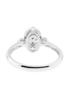 Oval Shaped Cluster Style Right Hand Fashion Ring with Diamonds in 18K White Gold