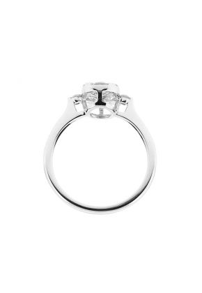 Oval Shaped Cluster Style Right Hand Fashion Ring with Diamonds in 18K White Gold