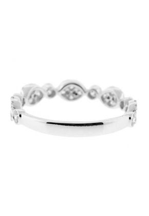 Combination Set Band with Prong Set Clusters of Diamonds and Bezel Set Diamonds in 18k White Gold