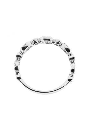 Combination Set Band with Prong Set Clusters of Diamonds and Bezel Set Diamonds in 18k White Gold