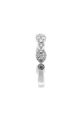 Combination Set Band with Prong Set Clusters of Diamonds and Bezel Set Diamonds in 18k White Gold