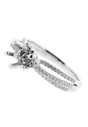 Three Row Split Shank Diamond Semi Mount Engagement Ring Setting