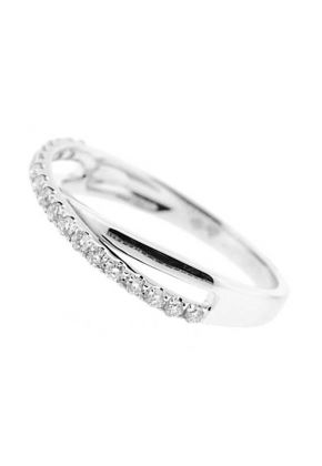 Crossover Band with Prong-Set Round Diamonds Set in 18k White Gold