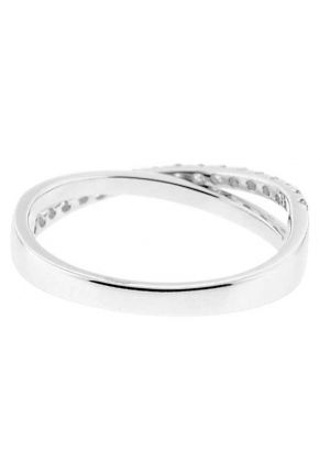 Crossover Band with Prong-Set Round Diamonds Set in 18k White Gold