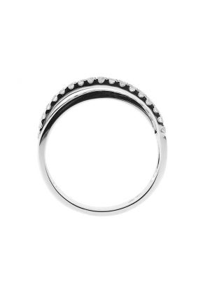Crossover Band with Prong-Set Round Diamonds Set in 18k White Gold