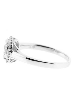 Halo Style Right Hand Fashion Ring with Circular Cluster of Diamonds Set in 18K White Gold