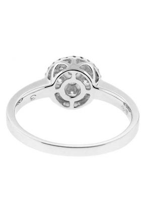 Halo Style Right Hand Fashion Ring with Circular Cluster of Diamonds Set in 18K White Gold