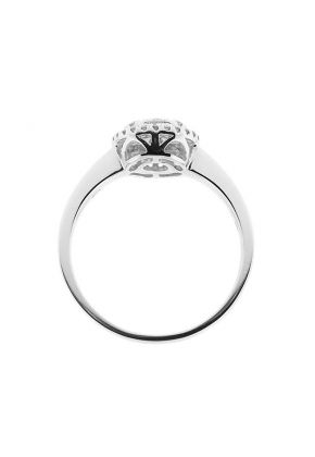 Halo Style Right Hand Fashion Ring with Circular Cluster of Diamonds Set in 18K White Gold