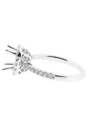 Square Halo, Thin Graduating Shank Diamond Semi Mount Engagement Ring Setting