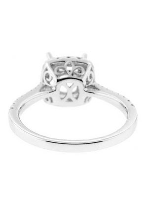 Square Halo, Thin Graduating Shank Diamond Semi Mount Engagement Ring Setting