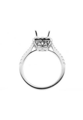 Square Halo, Thin Graduating Shank Diamond Semi Mount Engagement Ring Setting