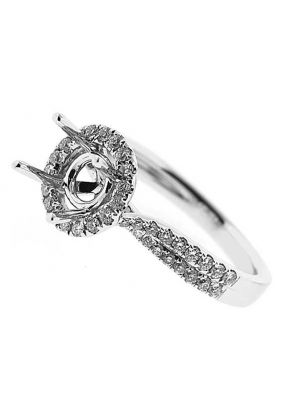 Halo Twist Shank Diamond Engagement Ring Semi Mount