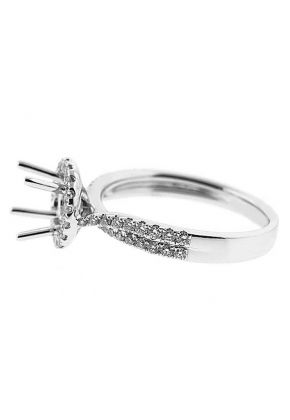 Halo Twist Shank Diamond Engagement Ring Semi Mount