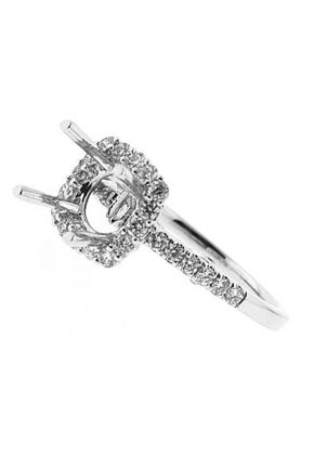 Square Halo Filigree Sides Single Row Shank Diamond Engagement Ring Semi Mount