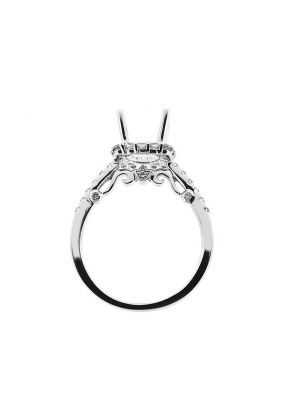 Square Halo Filigree Sides Single Row Shank Diamond Engagement Ring Semi Mount