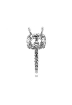 Square Halo Filigree Sides Single Row Shank Diamond Engagement Ring Semi Mount
