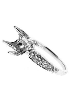 Graduating Shank with Diamonds Claw Head Semi Mount Engagement Ring