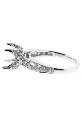 Graduating Shank with Diamonds Claw Head Semi Mount Engagement Ring