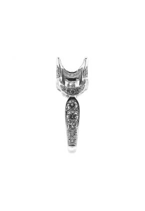 Graduating Shank with Diamonds Claw Head Semi Mount Engagement Ring
