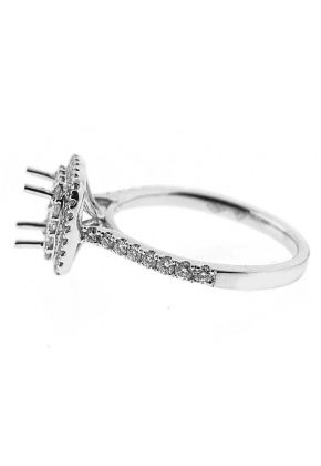 Double Square Halo Frame With Thin Shank Diamond Semi Mount Engagement Ring