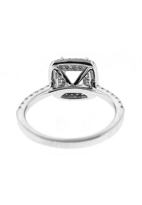 Double Square Halo Frame With Thin Shank Diamond Semi Mount Engagement Ring