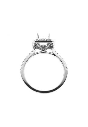 Double Square Halo Frame With Thin Shank Diamond Semi Mount Engagement Ring