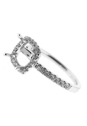 Square Halo Frame Diamond Semi Mount Engagement Ring