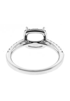 Square Halo Frame Diamond Semi Mount Engagement Ring