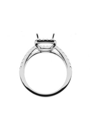 Square Halo Frame Diamond Semi Mount Engagement Ring
