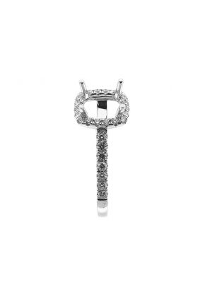 Square Halo Frame Diamond Semi Mount Engagement Ring