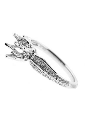 Knife Edge 6 Prong Crown Head Diamond Engagement Ring Semi Mount