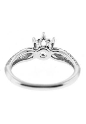 Knife Edge 6 Prong Crown Head Diamond Engagement Ring Semi Mount