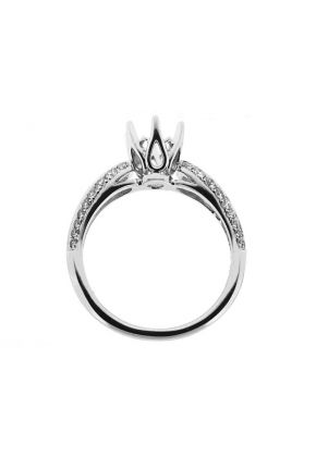 Knife Edge 6 Prong Crown Head Diamond Engagement Ring Semi Mount