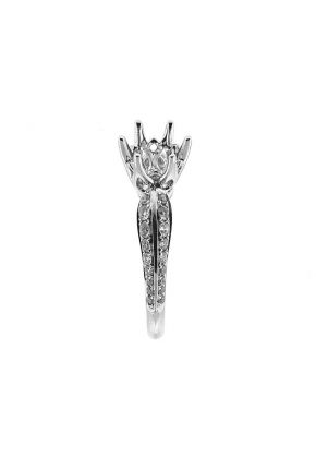 Knife Edge 6 Prong Crown Head Diamond Engagement Ring Semi Mount