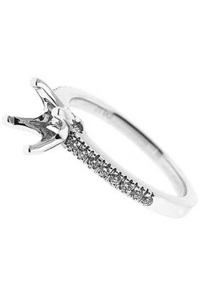 Single Row Semi Mount Diamond Engagement Ring in 18k White Gold