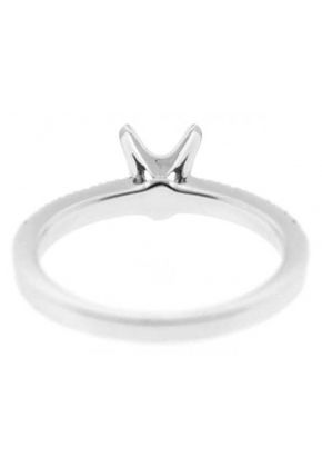 Single Row Semi Mount Diamond Engagement Ring in 18k White Gold