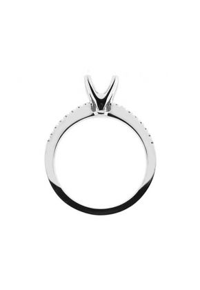 Single Row Semi Mount Diamond Engagement Ring in 18k White Gold