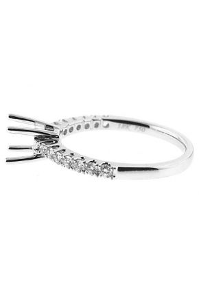 Thin Single Row Semi Mount Diamond Engagement Ring in 18k White Gold