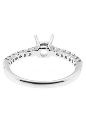 Thin Single Row Semi Mount Diamond Engagement Ring in 18k White Gold