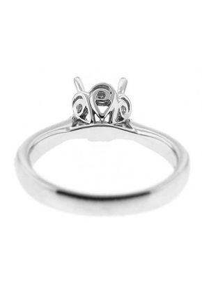 Graduating Shank Decorated Crown Semi Mount Diamond Engagement Ring in 18k White Gold
