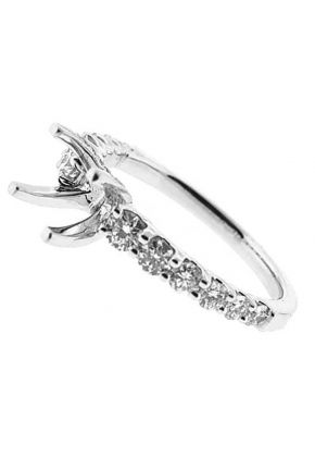 Single Row U Prong With Diamonds on the Head Prongs Semi Mount Engagement Ring