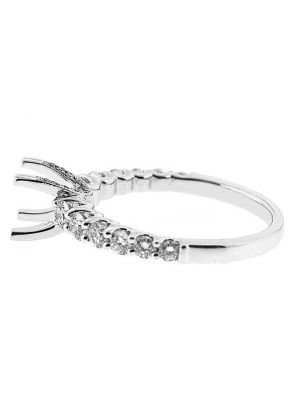 Single Row U Prong With Diamonds on the Head Prongs Semi Mount Engagement Ring
