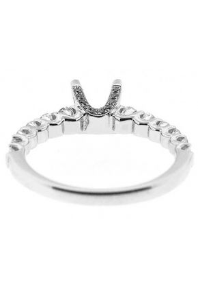 Single Row U Prong With Diamonds on the Head Prongs Semi Mount Engagement Ring