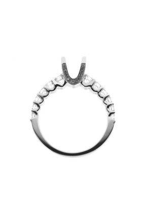 Single Row U Prong With Diamonds on the Head Prongs Semi Mount Engagement Ring