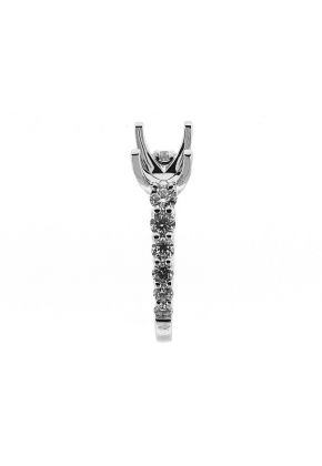 Single Row U Prong With Diamonds on the Head Prongs Semi Mount Engagement Ring