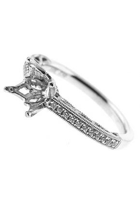 Single Row, Scroll Design Sides Semi Mount Engagement Ring