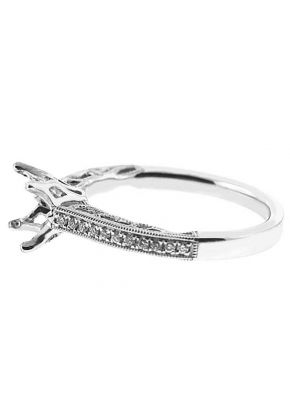 Single Row, Scroll Design Sides Semi Mount Engagement Ring